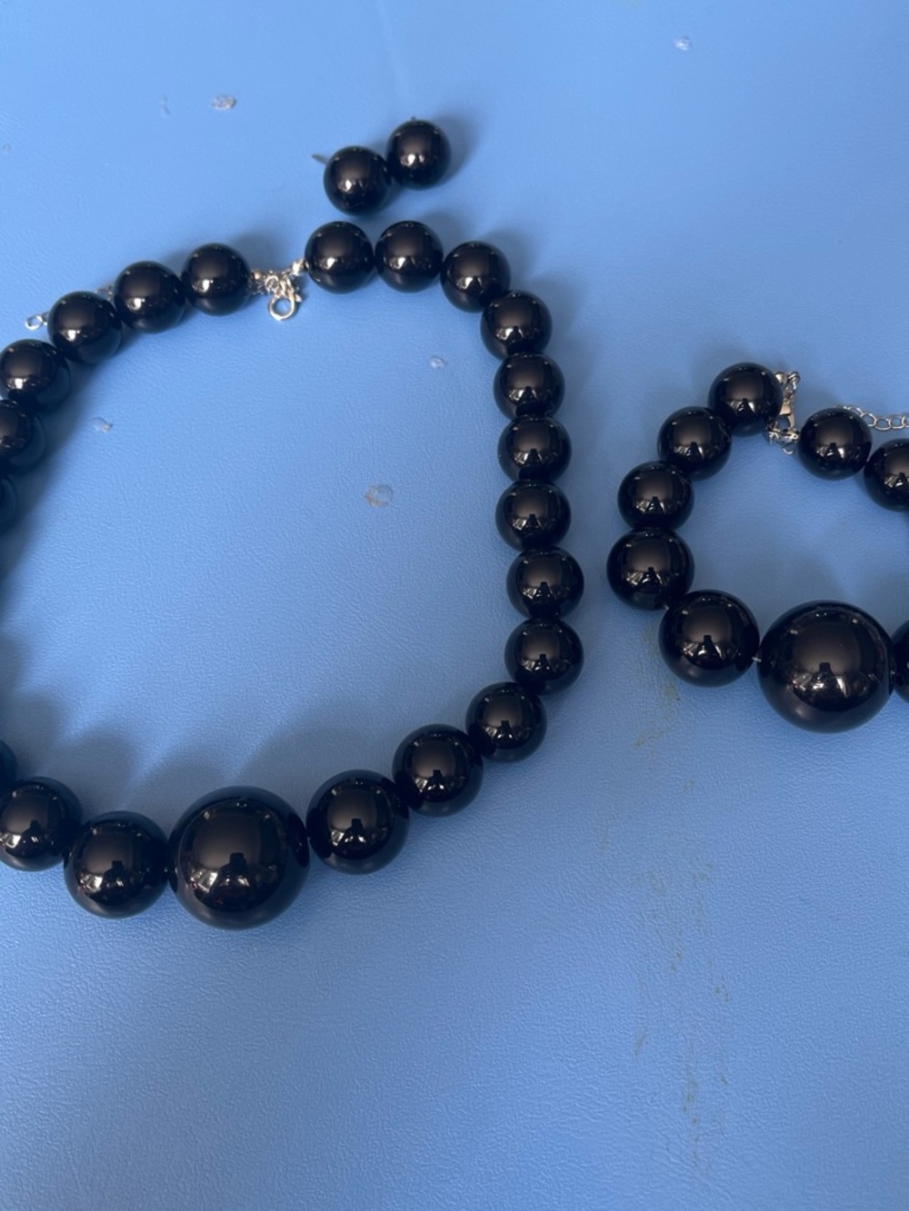 Classic Black Gloss Beaded Necklace for Women
